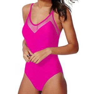 V28 Padded Mesh Panel One Piece Swimwear Swimsuit